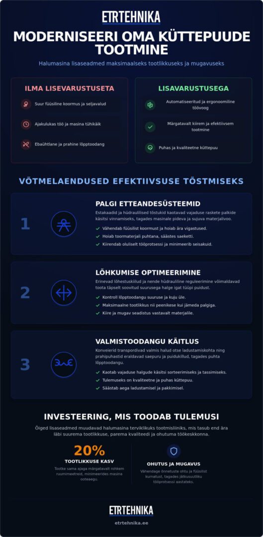 Halumasina lisaseadmed: 5 viisi, kuidas muuta küttepuude tootmine kiiremaks ja mugavamaks 1 Halumasina lisaseadmed: 5 viisi, kuidas muuta küttepuude tootmine kiiremaks ja mugavamaks