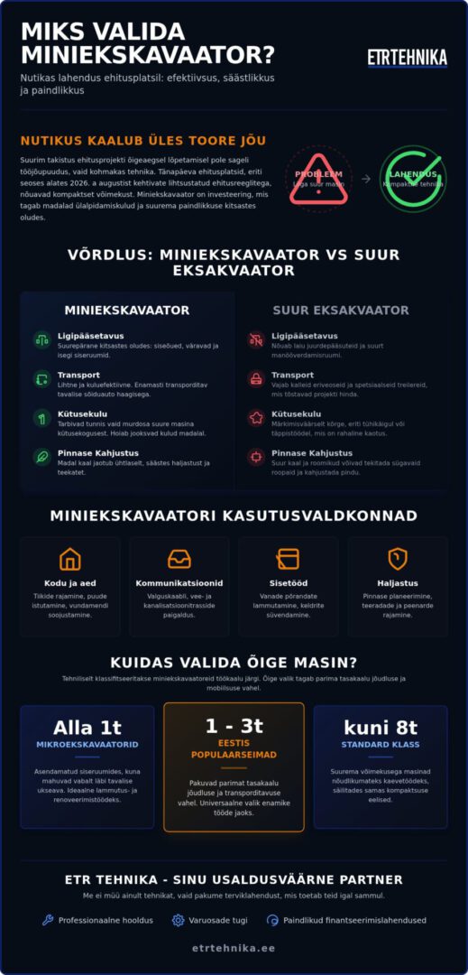 Miniekskavaatorite müük: Miks väike masin on tihti parim valik?